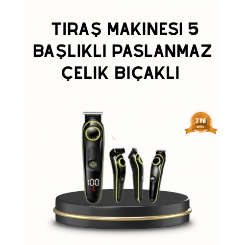 Erkek Bakım Seti 5’i 1 Arada Şarjlı Paslanmaz Çelik Başlıklı