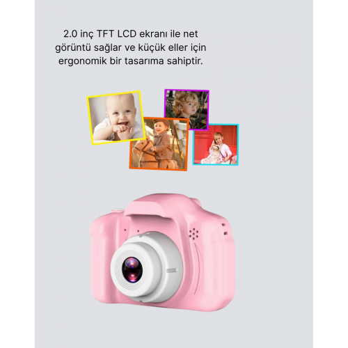 Mini Dijital Çocuk Kamerası 8MP HD Ekranlı 1080P Video ve Şarjlı