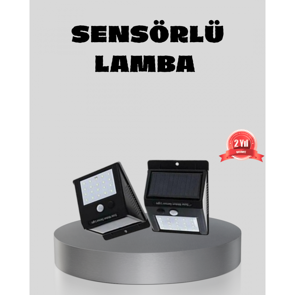 Güneş Enerjili Sensörlü Dış Mekan Duvar Lambası – 3 Modlu 2200mAh Pil 120° Algılama