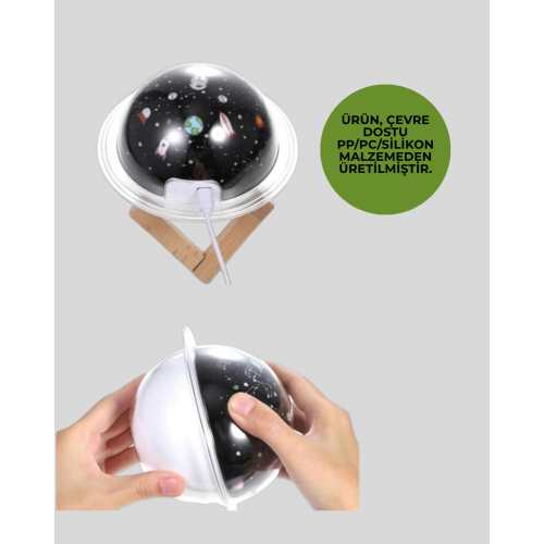 Projektör ışıklı aromaterapi uyumlu mini masaüstü hava nemlendirici cihaz