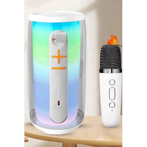 Pluse 6 Mikrofonlu RGB Kablosuz Hoparlör - Beyaz-(5796) Pluse 6 Mikrofonlu RGB Kablosuz Hoparlör - Beyaz-(5796)