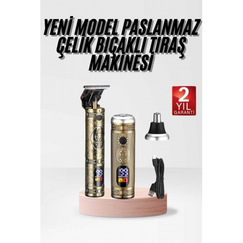 Profesyonel Saç Sakal Vücut Kulak ve Burun Tıraş Makinesi 3 Başlıklı