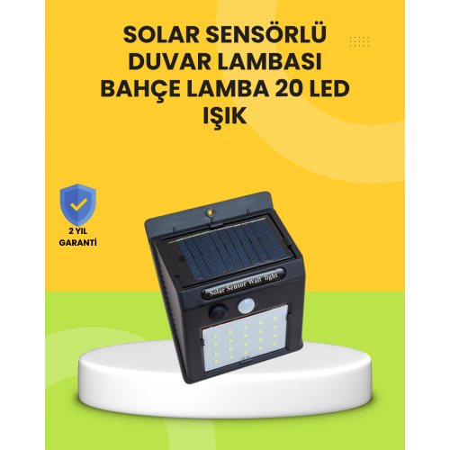 Güneş Paneli ile Şarj Olan 20 LED Dış Mekan Hareket Sensörlü Lamba