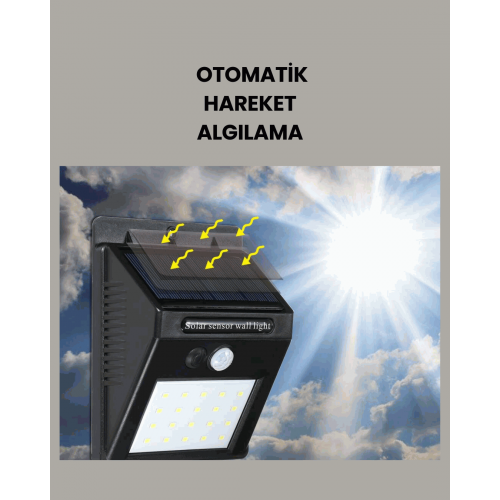 Güneş Paneli ile Şarj Olan 20 LED Dış Mekan Hareket Sensörlü Lamba Güneş Paneli ile Şarj Olan 20 LED Dış Mekan Hareket Sensörlü Lamba