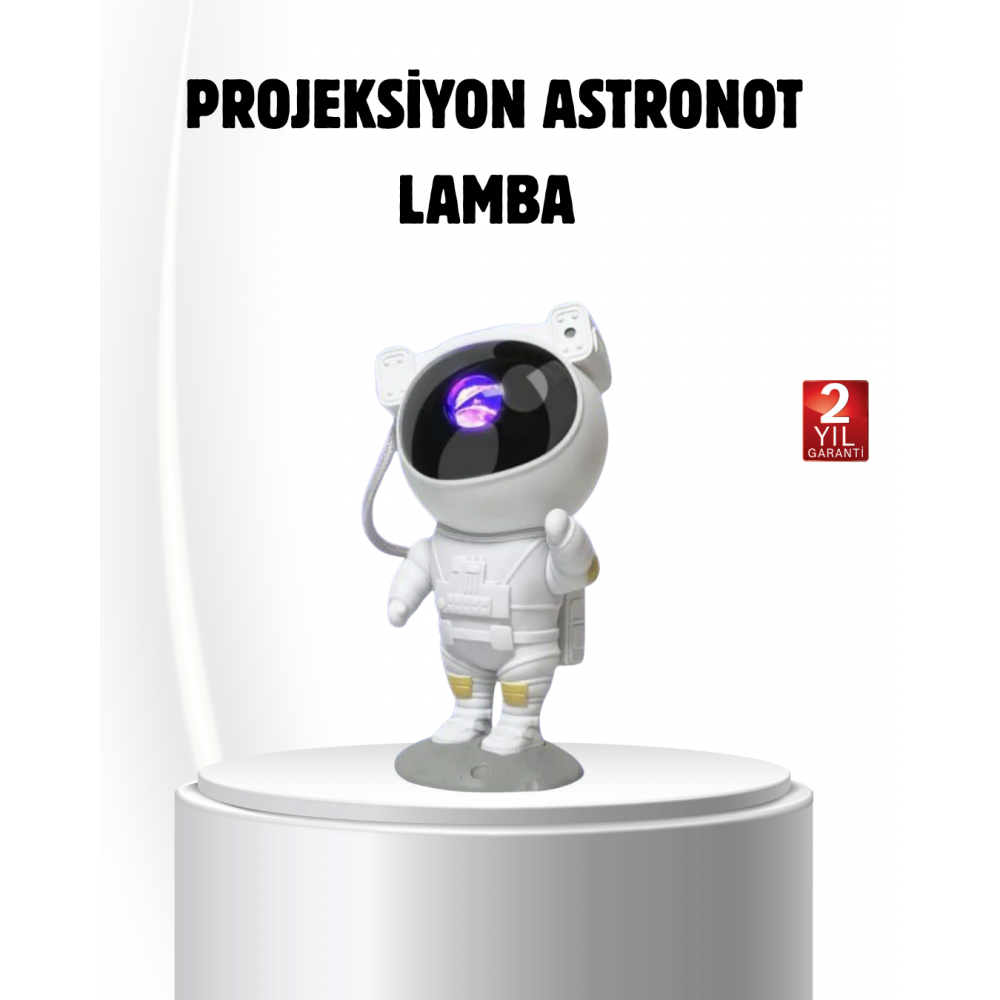 Bluetooth Müzikli Astronot Projeksiyon Lambası Yıldız ve Ay Efektli