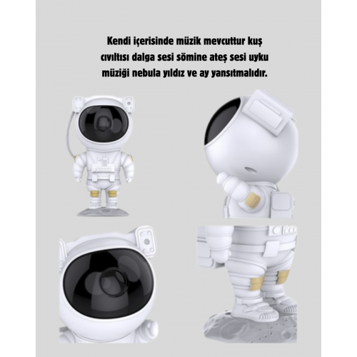 Bluetooth Müzikli Astronot Projeksiyon Lambası Yıldız ve Ay Efektli Bluetooth Müzikli Astronot Projeksiyon Lambası Yıldız ve Ay Efektli