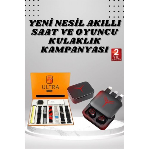 Dijital Göstergeli Powerbank Kablosuz Kulaklık ve 7 Kordonlu Yeni Nesil Akıllı Saat Dokunmatik Kontrol Dijital Göstergeli Powerbank Kablosuz Kulaklık ve 7 Kordonlu Yeni Nesil Akıllı Saat Dokunmatik Kontrol