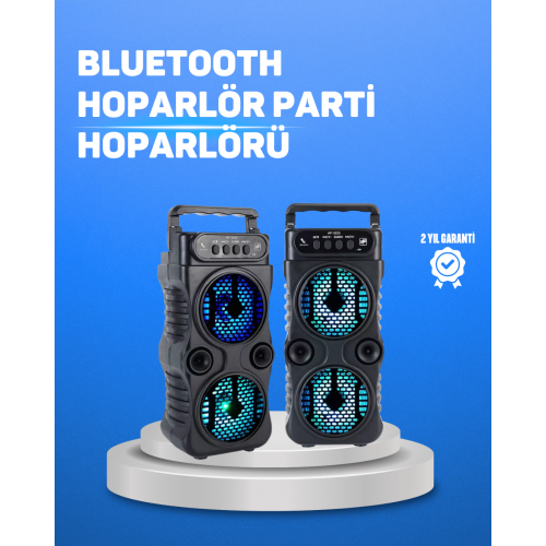 Kablosuz LED Işıklı Bluetooth Hoparlör – FM Radyolu Mikrofon Girişli