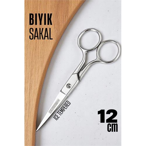 Turk Ice Tempered 702 Bıyık Makası - Bıyık Sakal Düzeltme Makası Kuaför Makası 12 cm