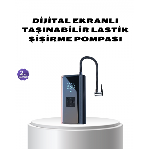 Kablosuz Dijital Lastik Şişirme Pompası LED Işıklı 80W