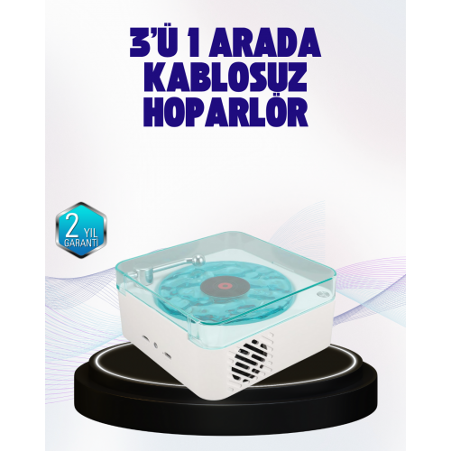 Dekoratif Gece Işıklı Bluetooth Hoparlör – Zaman ve Pil Ekranlı