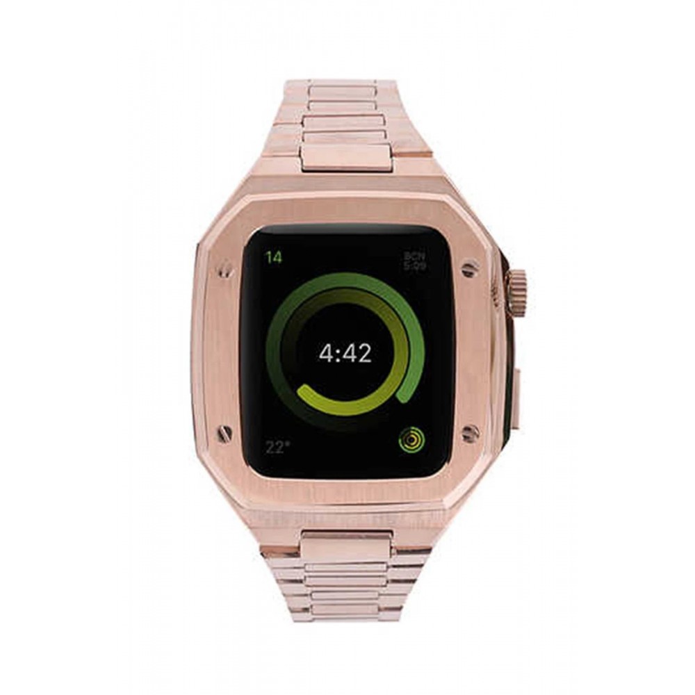 Apple Watch 44mm Metal Petek Kasalı Kordon - Rose Gold-(5796)