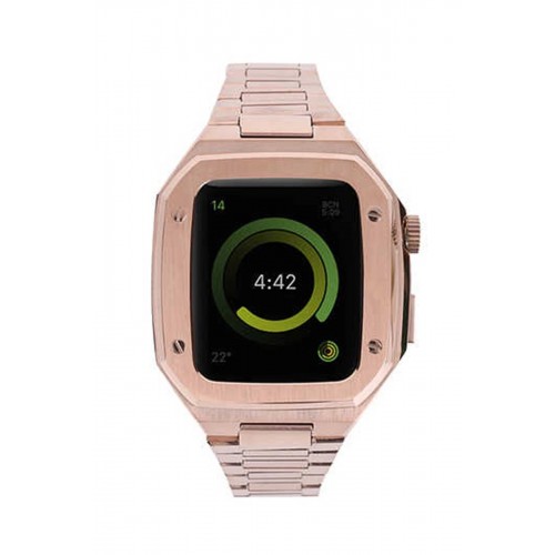 Apple Watch 44mm Metal Petek Kasalı Kordon - Rose Gold-(5796)