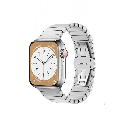 Apple Watch 42mm KR413 Fine Steel Kordon - Gümüş-(5796)