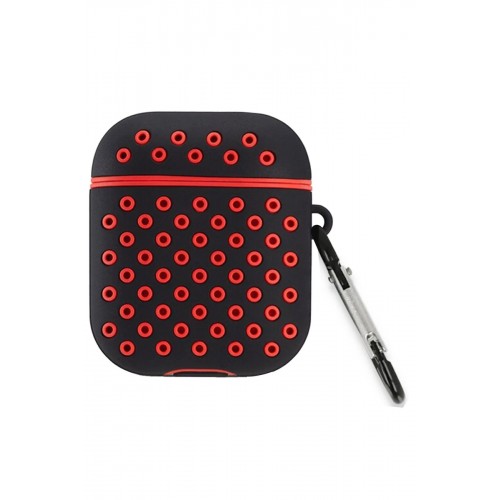 Airpods 3 (3.nesil) Spor Delikli Kılıf - Siyah-Kırmızı-(5796)