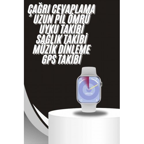 Akıllı Saat Gümüş Kasa Bluetooth Kulaklık Hediyeli Çok Fonksiyonlu İkili Set