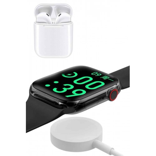 Akıllı Saat Gümüş Kasa Bluetooth Kulaklık Hediyeli Çok Fonksiyonlu İkili Set
