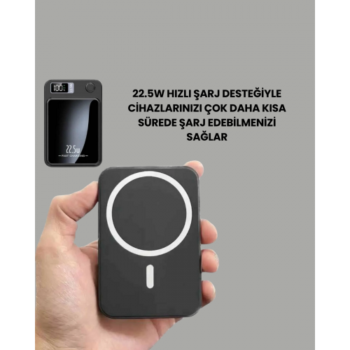 5000mAh / 10000mAh Kapasiteli Manyetik USB-C ve Kablosuz Powerbank