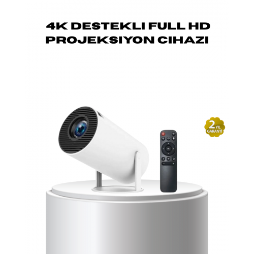 4K Destekli Full HD Projeksiyon Cihazı – 130 inç Geniş Ekran WiFi ve HDMI Bağlantılı
