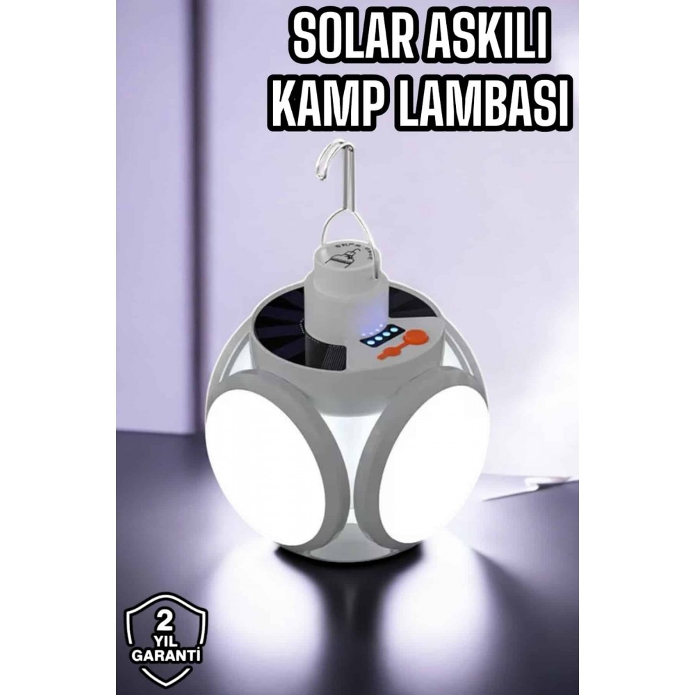 Güneş Enerjili Solar Aydınlatma Kamp Çadır Lambası Şarjlı Ampül Led Şarjlı El Feneri Işıldak