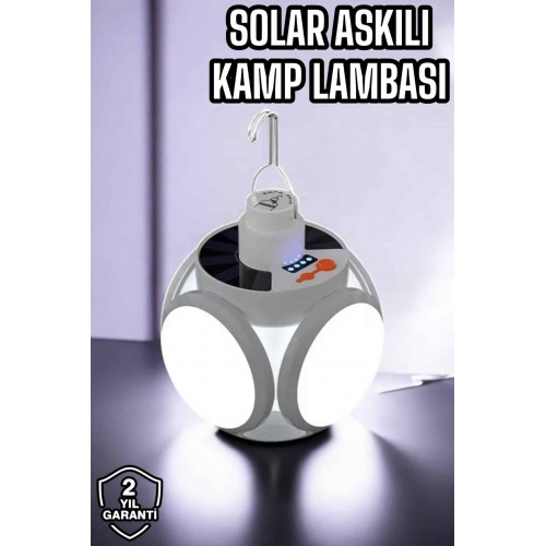 Güneş Enerjili Solar Aydınlatma Kamp Çadır Lambası Şarjlı Ampül Led Şarjlı El Feneri Işıldak
