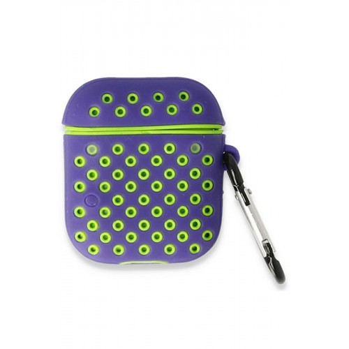 Airpods 3 (3.nesil) Spor Delikli Kılıf - Lila-Yeşil-(5796)