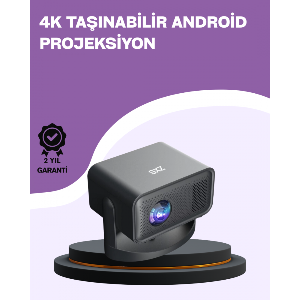 Dahili Hoparlörlü ve Uzun Ömürlü LED Lambalı Akıllı Projektör