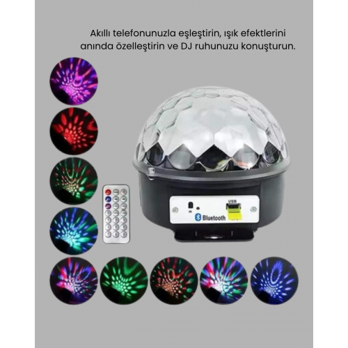 Bluetooth Kontrollü Masaüstü Disko Topu Işığı – Renkli LED Işık Gösterisi ve Uzaktan Kumanda Bluetooth Kontrollü Masaüstü Disko Topu Işığı – Renkli LED Işık Gösterisi ve Uzaktan Kumanda