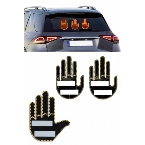 Kumandalı El Led Araba İçi 4 Farklı Mod El Orta Parmak Led