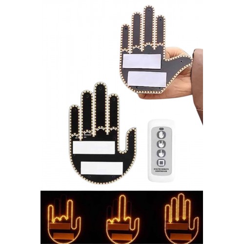 Kumandalı El Led Araba İçi 4 Farklı Mod El Orta Parmak Led