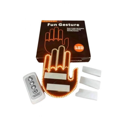 Kumandalı El Led Araba İçi 4 Farklı Mod El Orta Parmak Led