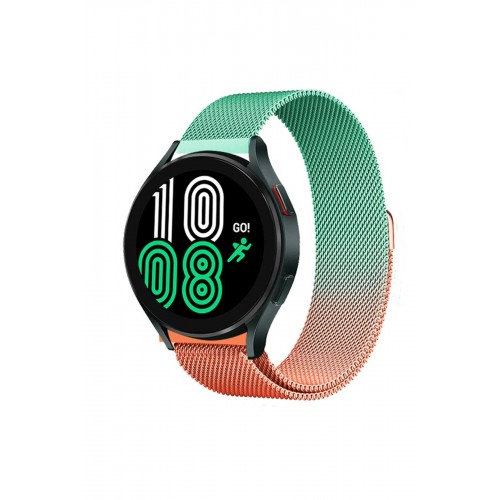 Watch 22mm Metal Mıknatıslı Kordon - Turuncu-Yeşil-(5796)