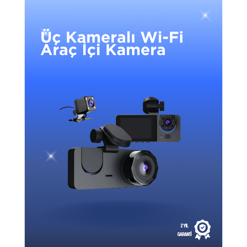 Gelişmiş G-Sensörlü Üçlü Araç Kamerası – 5” LCD Ekran ve Hareket Algılama