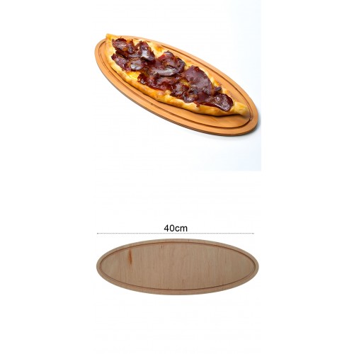 Turk Ahşap Pide Sunum ve Kesim Tahtası 2 adet 40 Cm