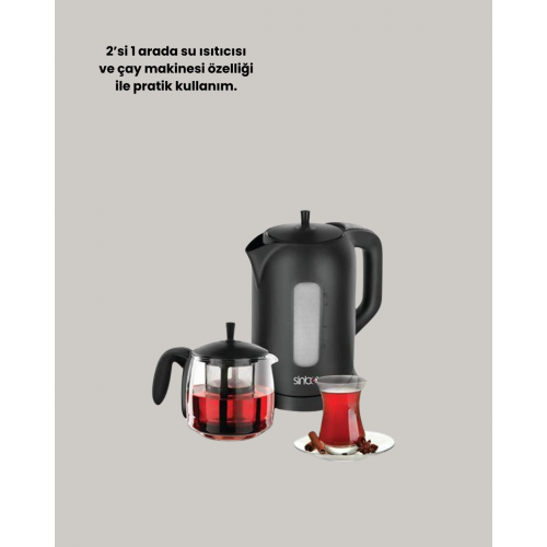 09 L Cam Demlik ve 17 L Su Haznesi ile Çay Keyfi 09 L Cam Demlik ve 17 L Su Haznesi ile Çay Keyfi