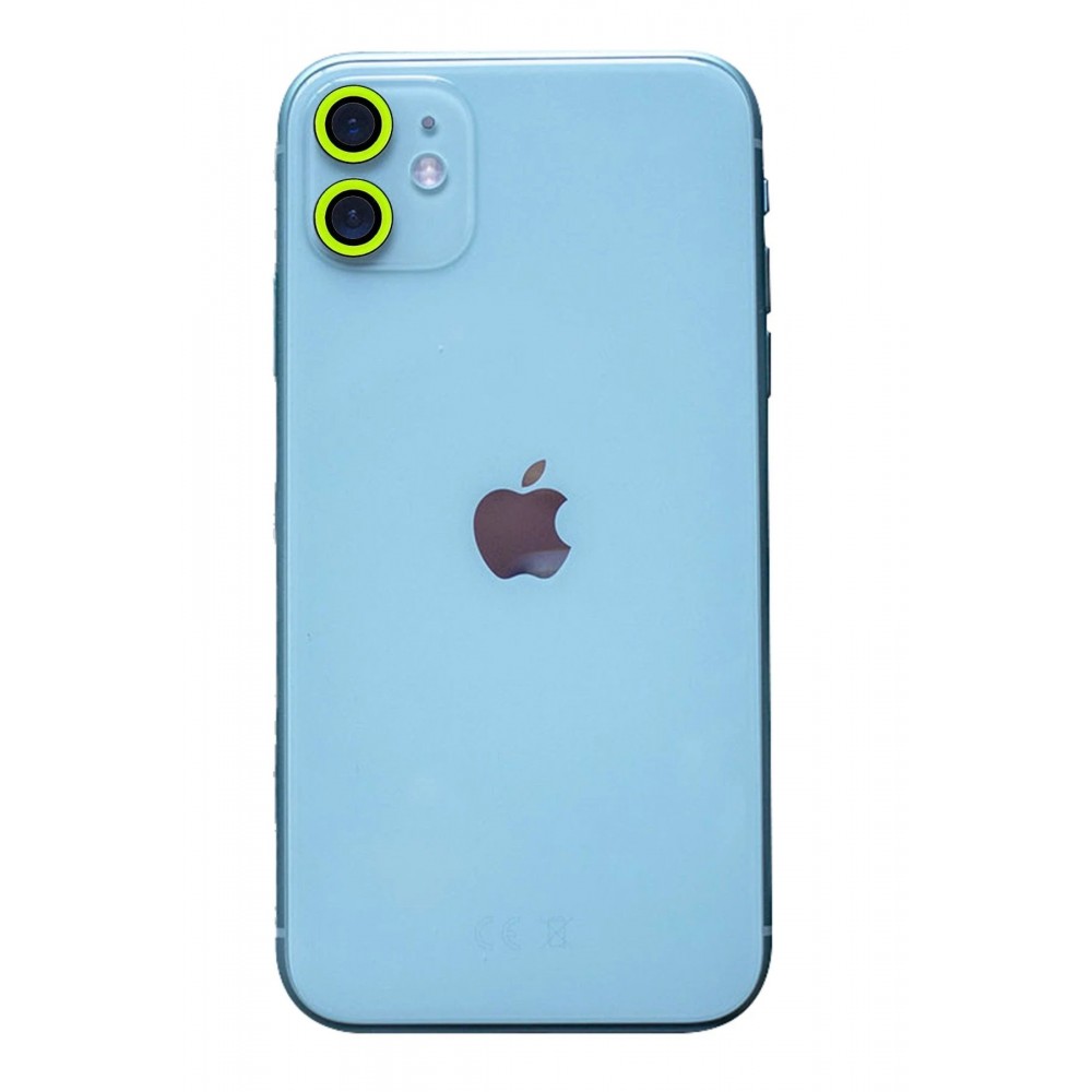 iPhone 11 Neon Fosforlu Kamera Lens - Yeşil-(5796)
