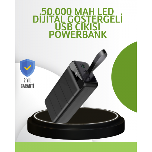 Ultra Güçlü 50.000 mAh Powerbank – LED Ekranlı Çoklu Bağlantı Seçenekli Akıllı Koruma Sistemli Şarj Ünitesi