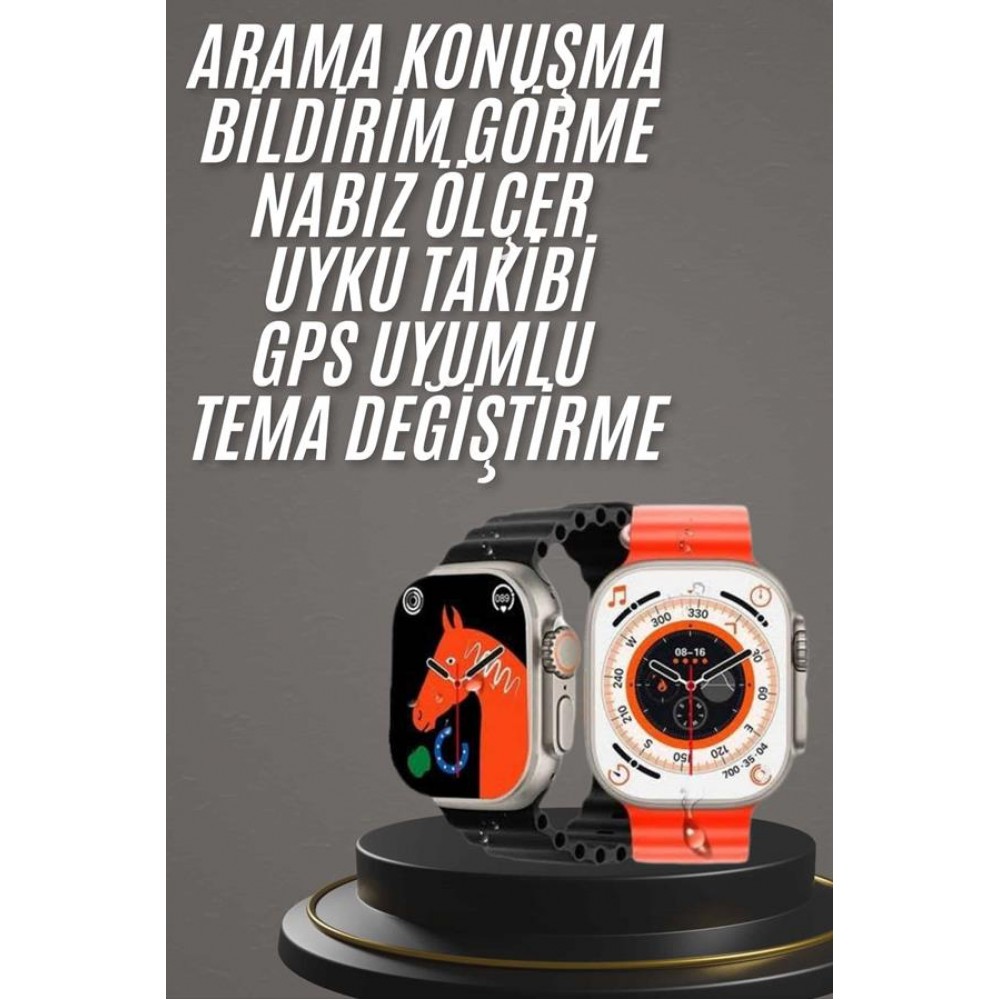 Yeni Model Akıllı Saat Ultra Smart Watch Gümüş Kasa 45mm Titreşim