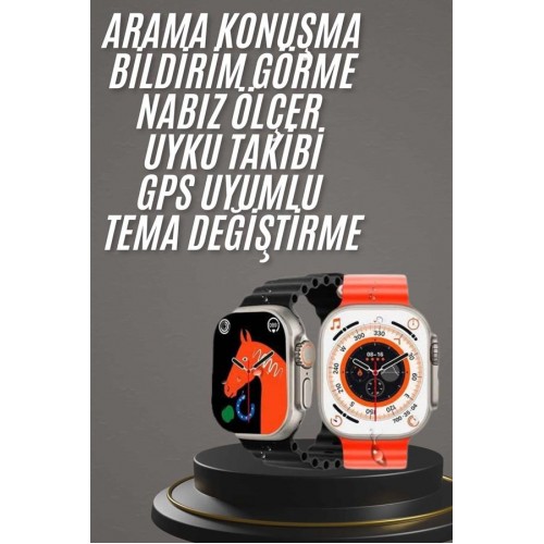Yeni Model Akıllı Saat Ultra Smart Watch Gümüş Kasa 45mm Titreşim