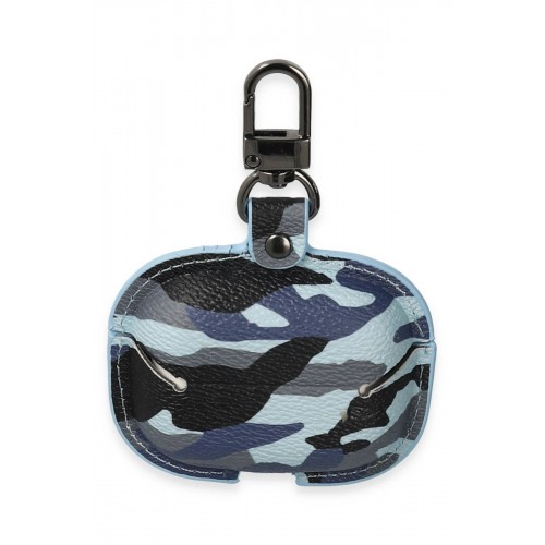 Airpods 3 (3.nesil) Çanta Kamuflaj Deri Kılıf - Mavi-(5796)