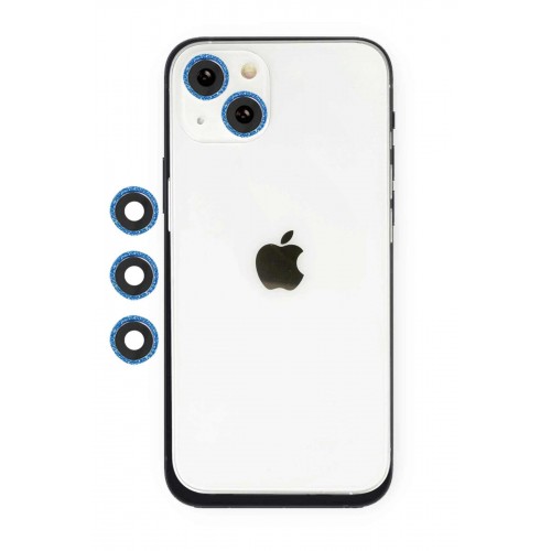 iPhone 14 Shine Kamera Lens - Mavi-(5796)