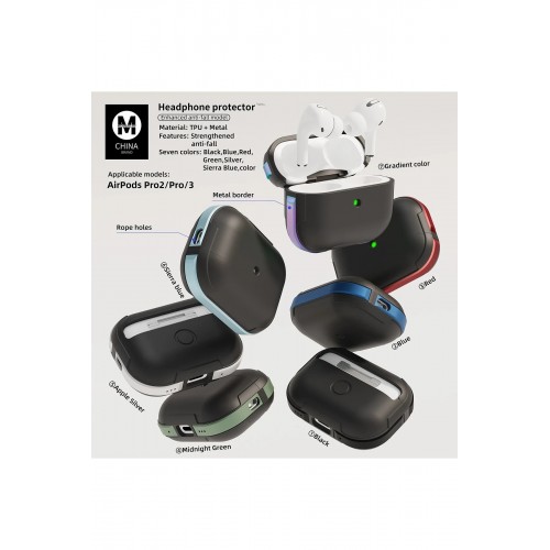 Airpods 3 (3.nesil) MO-A8 Armor Kılıf - Siyah-(5796)