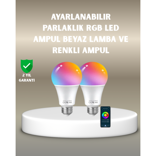 Akıllı 9W RGBW LED Ampul tasaruflu romantik ışıklı