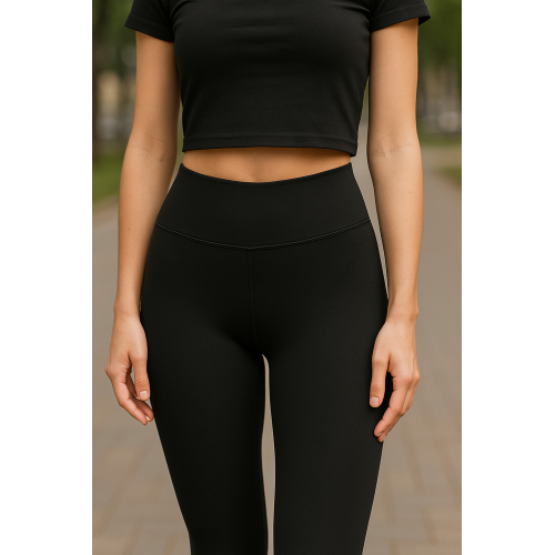 Kadın Siyah Yüksek Bel Toparlayıcı Tayt Yüksek Kalite Spor Ve Günlük Kullanım Tayt Yoga Tayt-(17952)