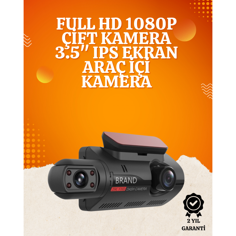 WiFi Destekli Araç Kamerası – 3 inç Ekran 1080P Ön ve 720P İç Kamera