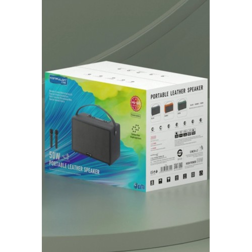 F32 2x50W Sürücülü 2 Adet Mikrofonlu BT 5.2 Kablosuz Hoparlör - Siyah-(5796)