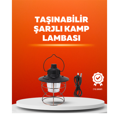 4 Fonksiyonlu Dekoratif Kamp Lambası – Tungsten Ampul USB Çıkışlı