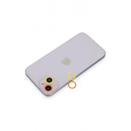 iPhone 13 Renkli Kamera Lens Koruma Cam - Sarı-Turuncu-(5796)