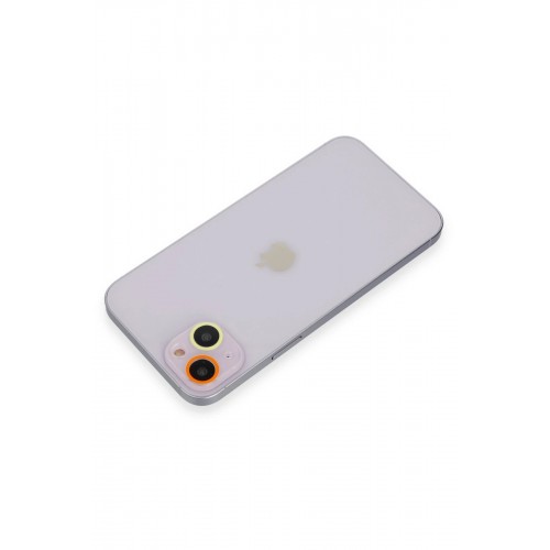 iPhone 13 Renkli Kamera Lens Koruma Cam - Sarı-Turuncu-(5796)
