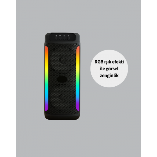 Ev ve Dış Mekan Kullanımına Uygun RGB Işıklı Hoparlör Ev ve Dış Mekan Kullanımına Uygun RGB Işıklı Hoparlör